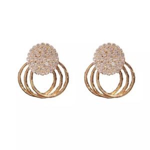THREE CIRCLE RHINESTONE EARRINGS